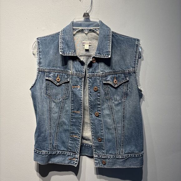 Gap Jean Vest SzS Distressed Pockets Western Boho Y2K‎ - Picture 1 of 5